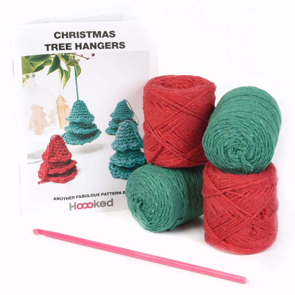 Hoooked DIY Crochet Kit Christmas Tree Hangers Eco Barbante